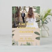 エレガントブライダルフォトピーチ1stクリスマス結婚した 箔シーズンカード (立ち正面)