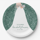 エレガントブライトオンエメラルドグリーンブライダルシャワー ペーパープレート (正面)