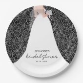 エレガントブライトオンブラックブライダルシャワー ペーパープレート (正面)