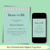 エレガントブライドへBEティール(緑がかった色)ブルーパールブライダルシャワー 招待状