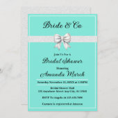 エレガントブライド&コホワイトグリッターブライダルシャワー 招待状 (正面/裏面)