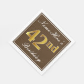 エレガントブラウン、フェイクゴールド42歳の誕生日 + 名前 スタンダードランチョンナプキン (角)