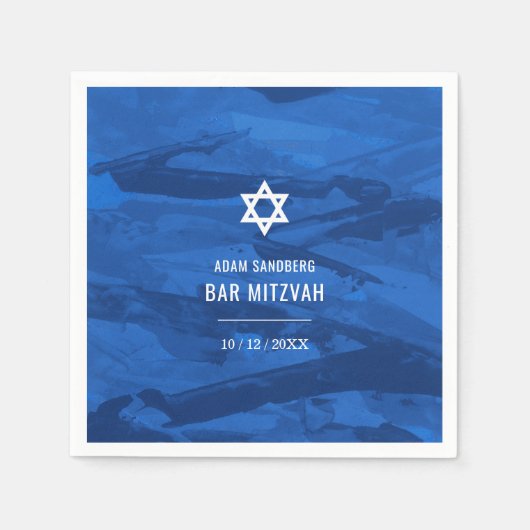 エレガントブラシストローク&デビッドステッカーのスター スタンダードカクテルナプキン (正面)