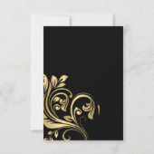 エレガントブラックと金ゴールドのカスタムデザイ結婚ン 出欠カード (裏面)