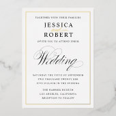 エレガントブラックと金ゴールド結婚のフォイル招待状 箔招待状 (正面)