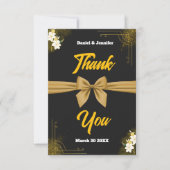 エレガントブラックと金ゴールド結婚の評価フローラ サンキューカード (正面)