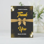 エレガントブラックと金ゴールド結婚の評価フローラ サンキューカード (スタンド正面)