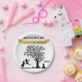 エレガントブラックアン金ゴールドパーソナライズされたファミリー懇親会 ペーパープレート (パーティー)