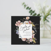 エレガントブラックガーデン結婚ワイルドフラワー 招待状 (スタンド正面)