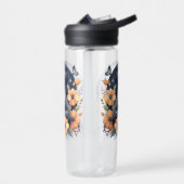 エレガントブラックキャットフローラムーンアート猫好き ウォーターボトル (左面)