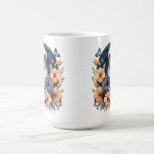 エレガントブラックキャットフローラムーンアート猫好き コーヒーマグカップ (中央)