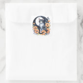 エレガントブラックキャットフローラムーンアート猫好き スクエアシール (バッグ)