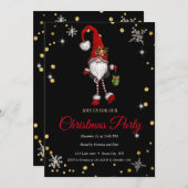 エレガントブラッククリスマス格言、フレームクリスマス 招待状 (正面/裏面)