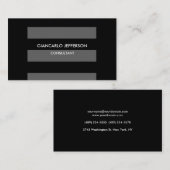 エレガントブラックグレイストライプのミニマルプロフェッショナル 名刺 (正面/裏面)