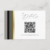 エレガントブラックグレイ金ゴールドストライプタイポグラフィ結婚ズ エンクロージャーカード (裏面)