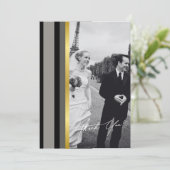 エレガントブラックグレイ金ゴールドストライプタイポグラフィ結婚ズ サンキューカード (スタンド正面)