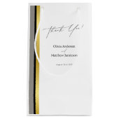 エレガントブラックグレイ金ゴールドストライプタイポグラフィ結婚ズ スモールペーパーバッグ (正面)