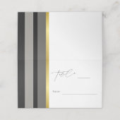 エレガントブラックグレイ金ゴールドストライプタイポグラフィ結婚ズ プレイスカード (外部開封)