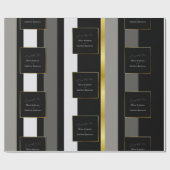 エレガントブラックグレイ金ゴールドストライプタイポグラフィ結婚ズ ラッピングペーパー (フラット)