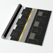 エレガントブラックグレイ金ゴールドストライプタイポグラフィ結婚ズ ラッピングペーパー (アンロールド)