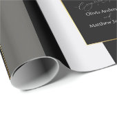 エレガントブラックグレイ金ゴールドストライプタイポグラフィ結婚ズ ラッピングペーパー (ロールコーナー)