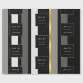 エレガントブラックグレイ金ゴールドストライプタイポグラフィ結婚ズ ラッピングペーパー (フラット)