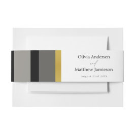 エレガントブラックグレイ金ゴールドストライプタイポグラフィ結婚ズ 招待状ベリーバンド