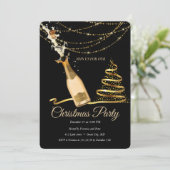 エレガントブラックシャンパンクリスマスツリー 招待状 (スタンド正面)