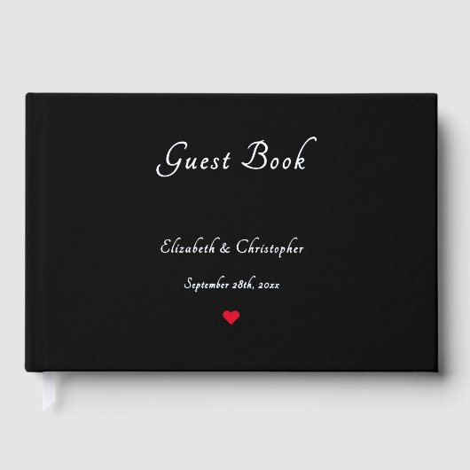 エレガントブラックシルバーフォイル結婚記念日 ゲストブック (正面)