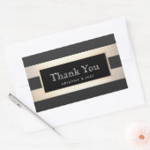 エレガントブラックストライプのとゴールドフェイクフォイル 長方形シール (封筒)