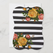 エレガントブラックストライプバラ結婚ズ 招待状 (裏面)