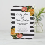 エレガントブラックストライプバラ結婚ズ 招待状 (スタンド正面)