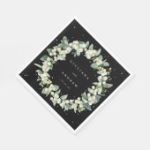 エレガントブラックスノーベリー+ユーカリリース結婚ズ スタンダードランチョンナプキン (角)
