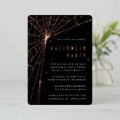 エレガントブラックスパイダーウェブハローウィンパーティ 箔招待状 (立ち正面)