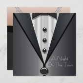 エレガントブラックタイフォーマルプロム招待状 招待状 (正面/裏面)