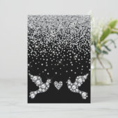 エレガントブラックダイヤモンド結晶結婚鳩 招待状 (スタンド正面)