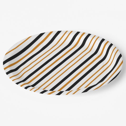 エレガントブラックテラストライプのコタモダンヴィンテージ ペーパープレート (アングル)