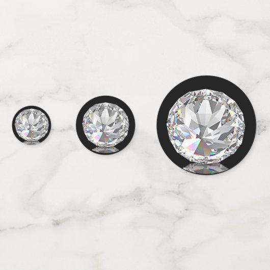 エレガントブラックテーブル上のダイヤモンドパーティー宝石 コンフェッティ (正面)