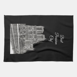 エレガントブラックノートルダム最高のパリシアンシェフ キッチンタオル