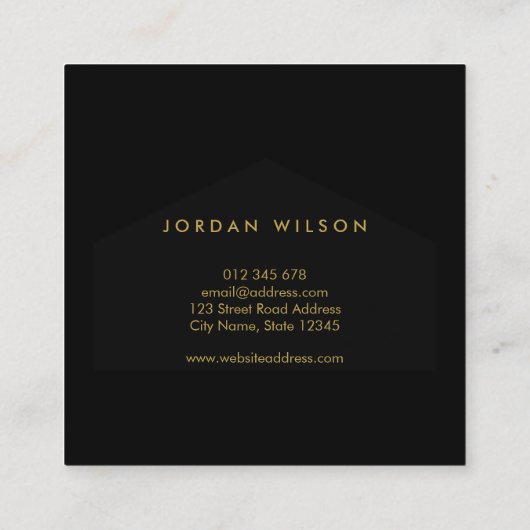 エレガントブラックフェイク金ゴールドハ実在ウスエステート スクエア名刺 (裏面)