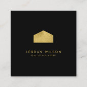 エレガントブラックフェイク金ゴールドハ実在ウスエステート スクエア名刺 (正面)