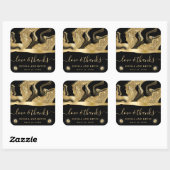 エレガントブラックフォイルと金ゴールドグリッターアゲート結婚ト スクエアシール (シート)