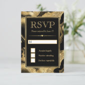 エレガントブラックフォイルと金ゴールドグリッターアゲート結婚ト 出欠カード (スタンド正面)