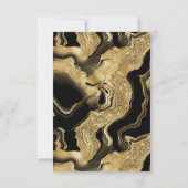 エレガントブラックフォイルと金ゴールドグリッターアゲート結婚ト 出欠カード (裏面)