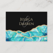 エレガントブラックブルー金ゴールドグリッター水色結婚の エンクロージャーカード (裏面)