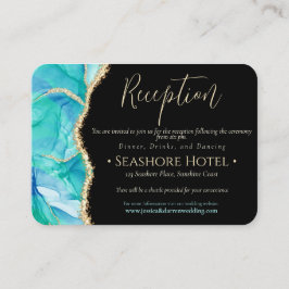 エレガントブラックブルー金ゴールドグリッター水色結婚の エンクロージャーカード