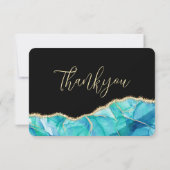 エレガントブラックブルー金ゴールドグリッター水色結婚の 出欠カード (裏面)