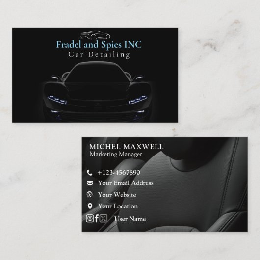 エレガントブラックプレミアムカーディーラー/プロフェッショナル 名刺 (正面/裏面)