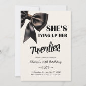 エレガントブラックボウ30th誕生日招待状 招待状 (正面)