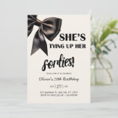 エレガントブラックボウ50番誕生日招待状 招待状 (スタンド正面)